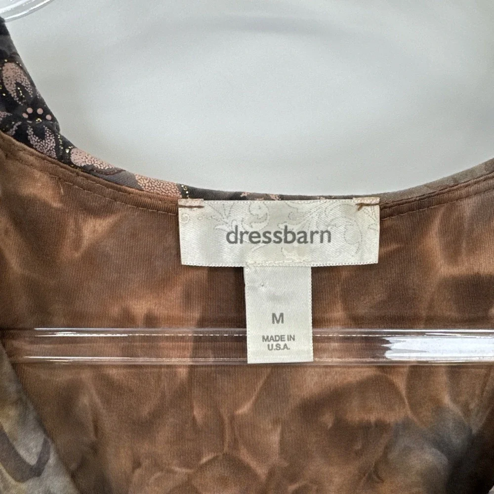Vintage Y2K Dressbarn Top Womens Medium Brown Gray Grunge‎ Fairy Ruffle Sparkle